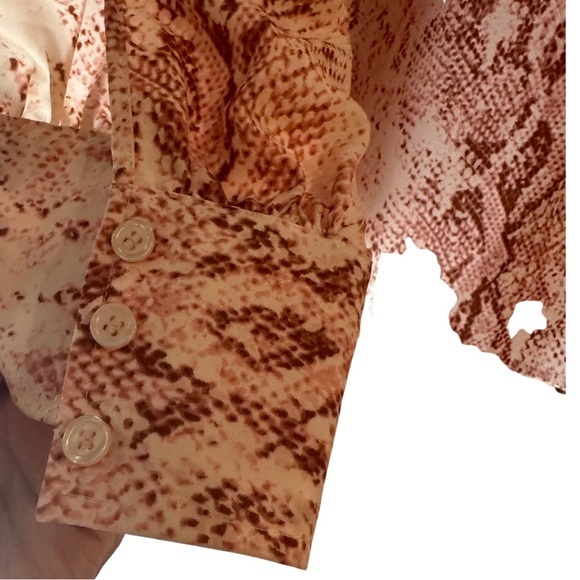 Rachel Parcel Snake Print Pink Women's Blouse - Large‎ - button down - Picture 5 of 6